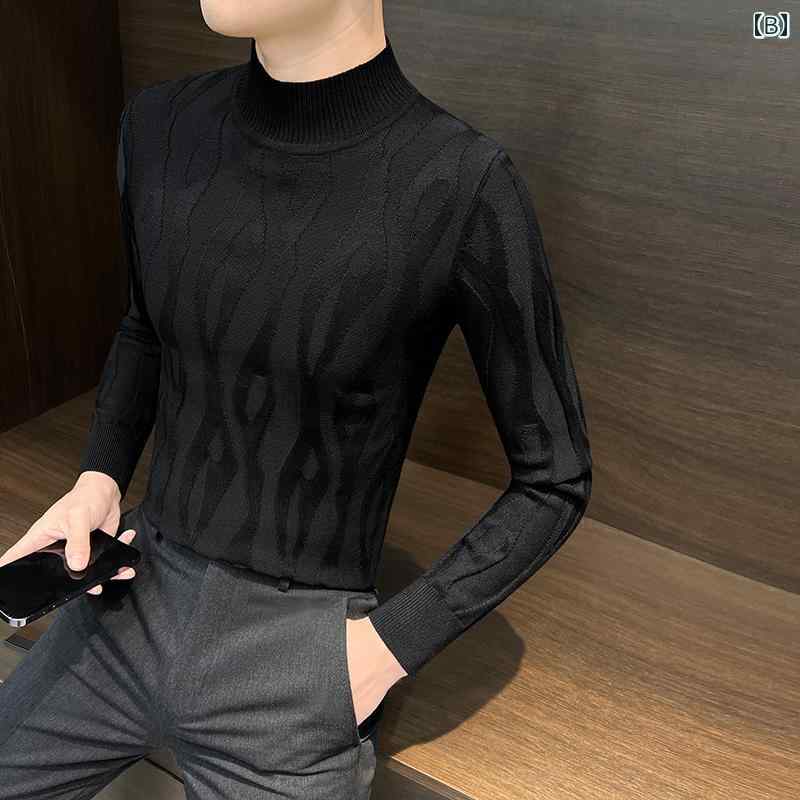 ハーフハイネック 春秋 高級感 ニット セーター ファッション エレガント スタイリッシュ カジュアル スリムフィット モダン シック クール 快適 柔らかい