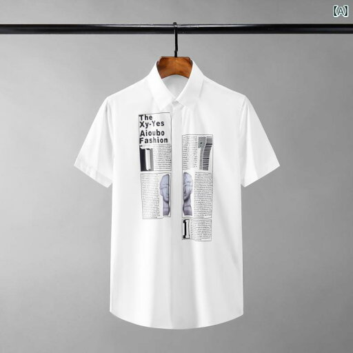 シャツ トップス メンズ プリント 胸 夏 シャツ カジュアル 男性用 クール 半袖 ファッション ビジネス ブラック 紳士服 シャツ トップス メンズ プリント 胸 夏 シャツ カジュアル 男性用 クール 半袖 ファッション ビジネス ブラック 紳士服