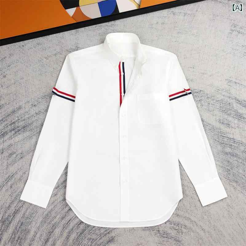 シャツ トップス メンズ 3色のリボン 隠れた 通勤 シャツ 洗練 カジュアル コットン スリム モダン デ..