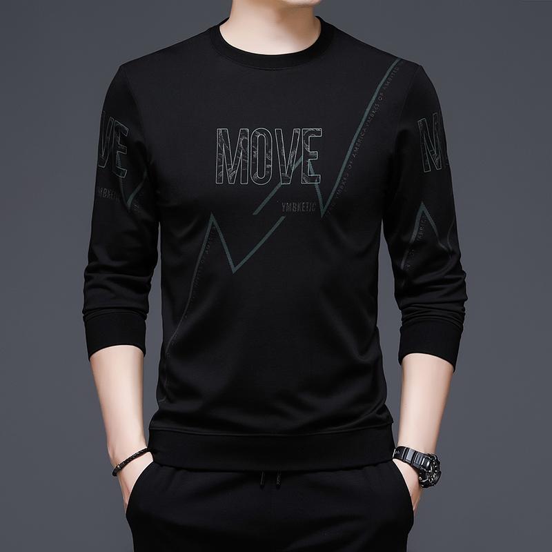 シャツ メンズ 春秋 ラウンドネック 長袖 Tシャツ 薄手 セーター ゆったり プリント トップス シンプル おしゃれ 快適