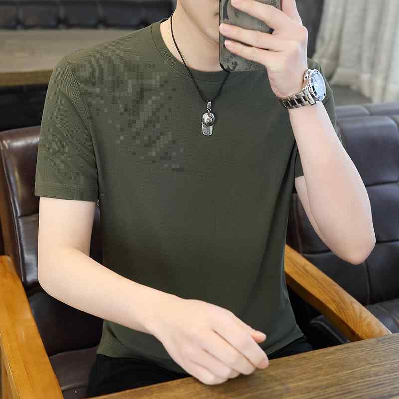 シャツ トップス メンズ シンプル スウェット シャツ 夏 綿 ラウンドネック 半袖 カジュアル 無地 レイヤリング おしゃれ