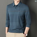 ポロシャツ 長袖 メンズ トップス ゴルフ レジャー 普段使い 春秋 シルケット コットン Tシャツ 綿 ラペル ストライプ POLO シャツ ビジネス カジュ...