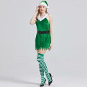 コスプレ レディース アメリカ クリスマス 衣装 ドレス ストッキング オフショルダー パフォーマンス コスチューム セクシー パーティー エレガント ホリデー 帽子 靴下 腰帯 ベルト ミニ スカート