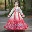 チャイナドレス キッズ 漢服 ロング プリンセス スカート 衣装 天女 カラフル 刺繍 暖かい 冬 女の子 舞踊 正月 お祝い 記念 伝統 華やか かわいい フォーマル