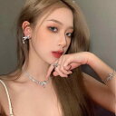 ネックレス ピアス ブレスレット アクセサリーセット シルバー 蝶 リボン ラインストーン クリスタル 輝き 韓国 結婚式 パーティー エレガント上品 フェミニ...