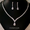 ネックレス イヤリング ピアス アクセサリーセット シルバー クリスタル ロング ペンダント 涙型 輝き 結婚式 パーティー 高級感 華やか エレガント フォー...