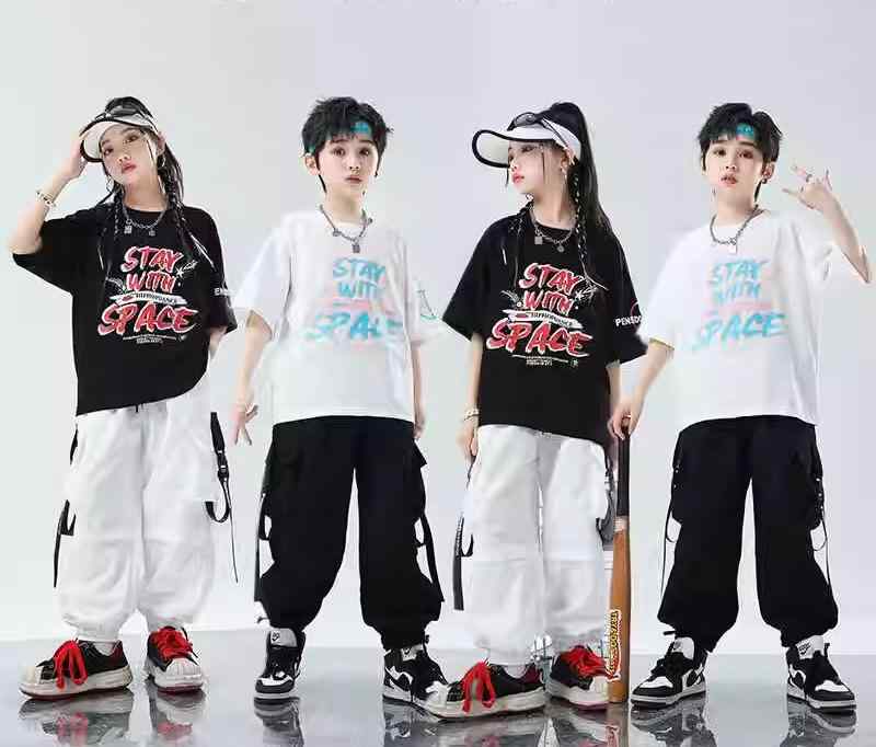 子供服 Tシャツ ヒップホップ ダンスウェア ストリートダンス ストリートスタイル パフォーマンス衣装 キッズ 男の子 女の子 ジャズダンス コスチューム ユニフォーム チーム衣装