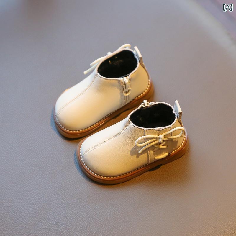 ベビー ショートブーツ 防寒 厚手 レザー 冬 コットン ブーツ 少女 プリンセス 赤ちゃん ソフトソール ..