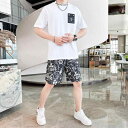 メンズ セットアップ 紳士服 サマーウェア 2点セット シャツ Tシャツ 半袖 ショートパンツ 夏 スポーツ ファッション カジュアル 通気性 スポーツ