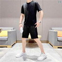 メンズ セットアップ 紳士服 サマーウェア 2点セット シャツ Tシャツ 半袖 ショートパンツ 夏 スポーツ ファッション カジュアル ライトストーンプリント ...