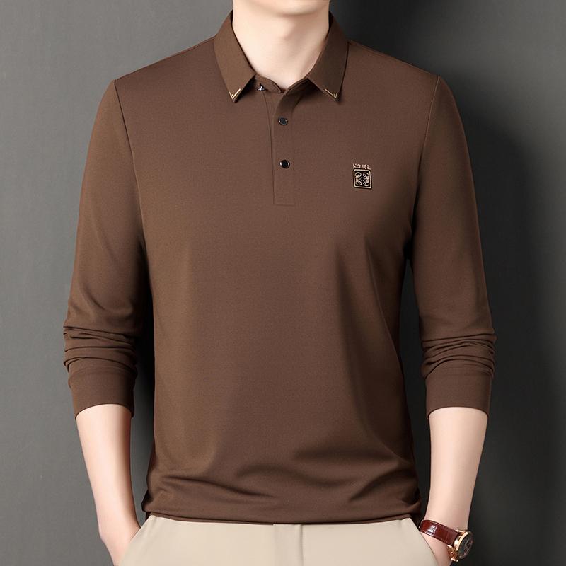 春秋 メンズ 長袖 ポロシャツ コットン レイヤリング 刺繍 ワンポイント ビジネス カジュアル トップス..