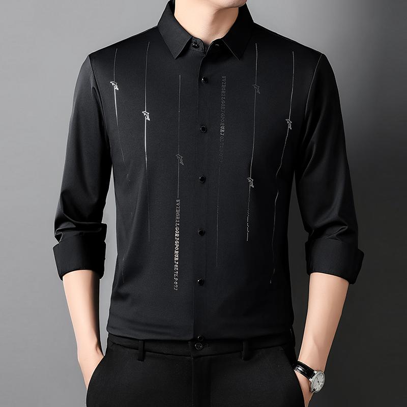 メンズ 長袖 春秋 ビジネス カジュアル 冷感 ゆったり シームレス シャツ シンプル おしゃれ 快適 万能 トップス