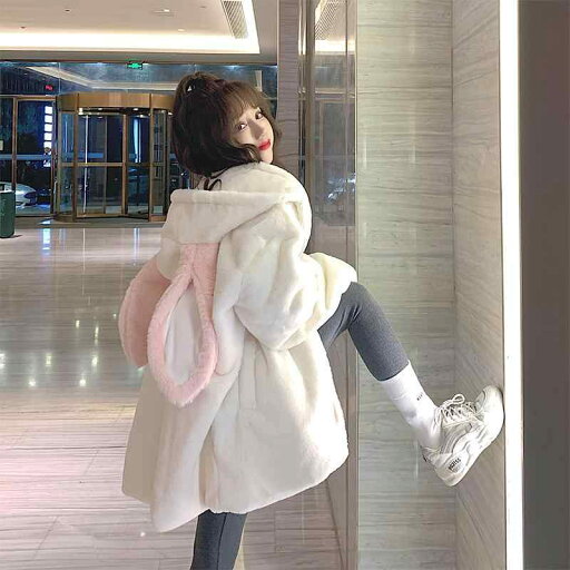レディース ファッション 女性用 コットンコート かわいい スイート 大きい ウサギ 耳 暖かい フード付き ジッパー ゆったり 厚手 プラッシュ コットンコート レディース ファッション 女性用 コットンコート かわいい スイート 大きい ウサギ 耳 暖かい フード付き ジッパー ゆったり 厚手 プラッシュ コットンコート