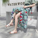 ラップスカート 巻きスカート 花柄 ロングスカート フリーサイズ フィット 薄手 涼感 軽い 夏 レディース リゾート カジュアル 海 シフォン フェミニン エレガント 旅行