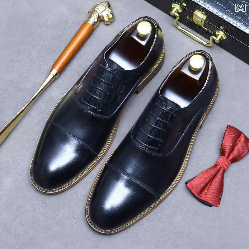 紳士靴 英国 エレガント キャップトウ レースアップ ラウンドトゥ 革靴 メンズ ビジネス ブリティッシュ ダービーシューズ レトロ