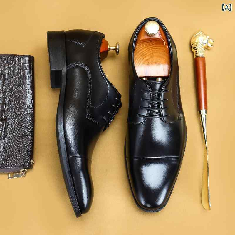 紳士靴 英国 キャップトウ エレガント 革靴 ポインテッドトゥ メンズ ビジネス ダービーシューズ 結婚..