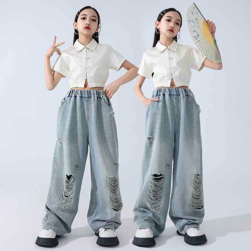 パフォーマンス衣装 コスチューム 女の子 ダンスウェア ヒップホップ ジャズダンス ストリートダンス ストリートスタイル へそ出し ユニフォーム 子供服 キッズ