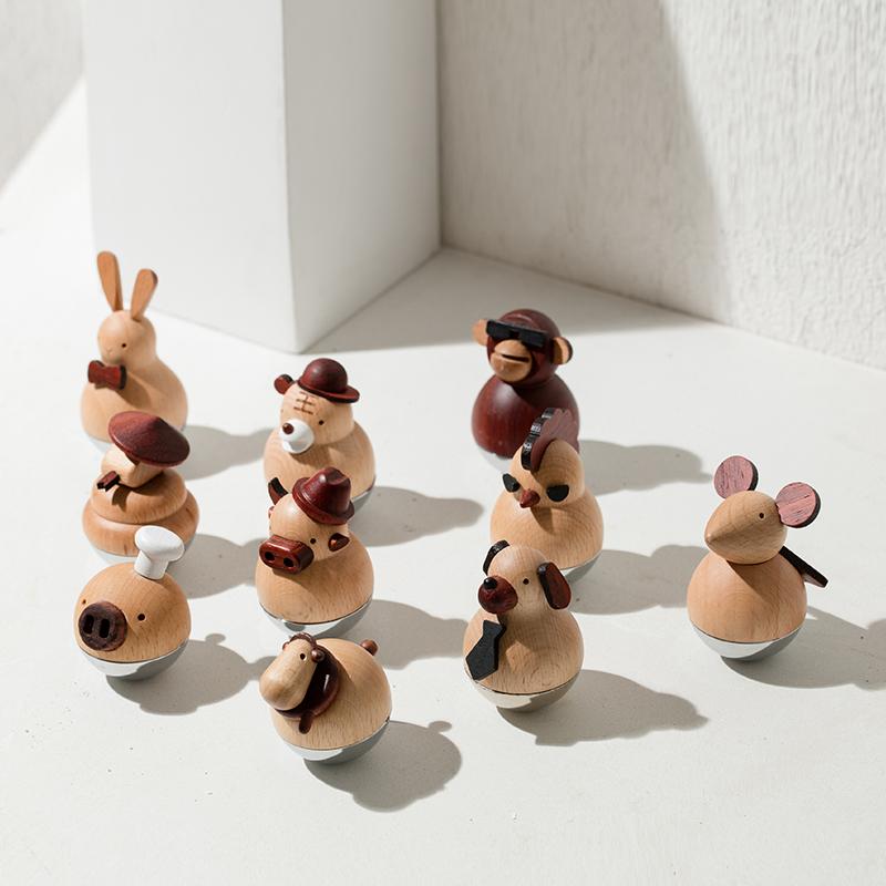 インテリア 小物 十二支 装飾品 置物 癒し かわいい 羊 ドラゴン 牛 ゆらゆら 木製 揺れる オフィス デスク 装飾 新年 誕生日 ギフト レディース