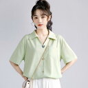 レディース 夏 ミント グリーン シフォン シャツ カジュアル スタイル シンプル おしゃれ 軽量 快適 トップス