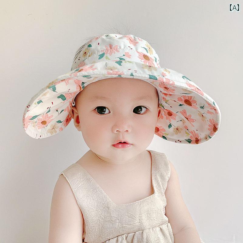 サンバイザー ベビー 帽子 女の子用 夏用 つば 大きい 日よけ 幼児用 ハット 子供用 日焼け防止