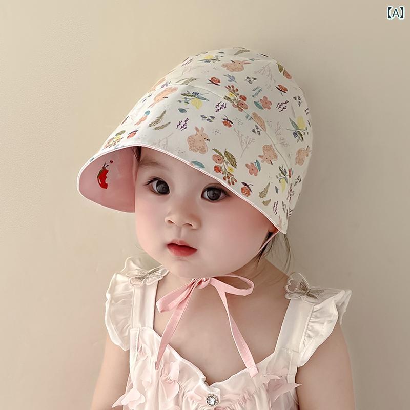 ベビー 帽子 つば 広 赤ちゃん 両面 サンバイザー 春夏 秋 日焼け防止 紫外線 保護 薄手 かわいい キュート