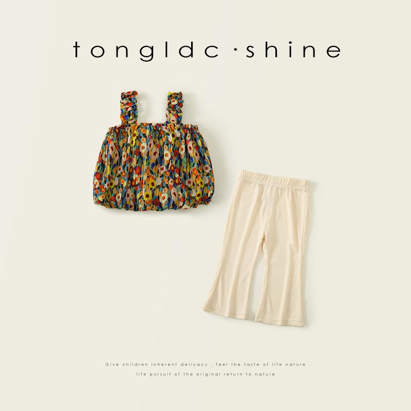 キッズウェアウェア カラフルカットソー&リブパンツセットアップ 二点 かわいい 女の子 サマー セット 赤ちゃん クール 服装 女の子 子供 夏 2点 セット