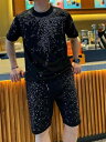 ハーフパンツ ビーチ メンズ 紳士服 2点セット Tシャツ ショートパンツ 夏 スリムフィット カジュアル スポーツ
