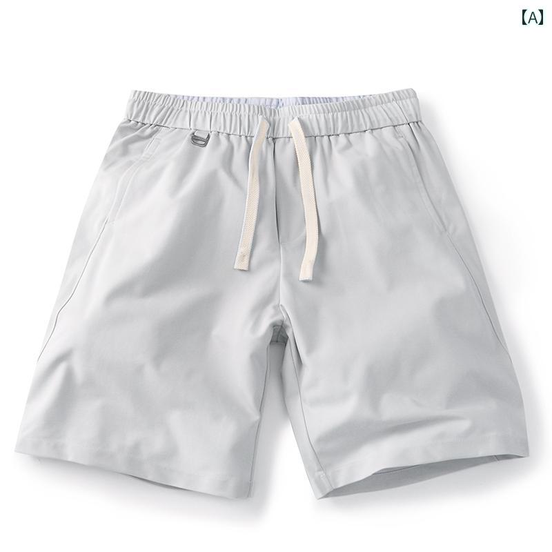 ハーフパンツ 夏用 速乾 シワ 防止 メンズ スリークォーター パンツ カジュアル 無地 スポーツ バスケット ストレート ショーツ ゆったり