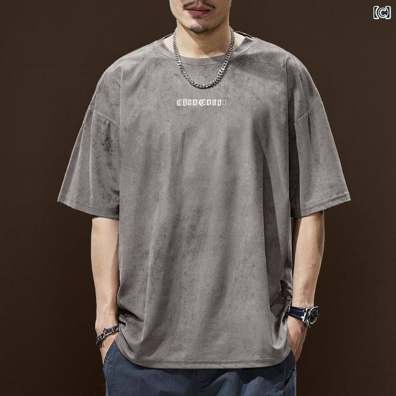 Camiseta a la moda de manga corta para hombre Summer Street American casual para hombre Camiseta suelta para hombre Cuello redondo Retro Ante — vista 3