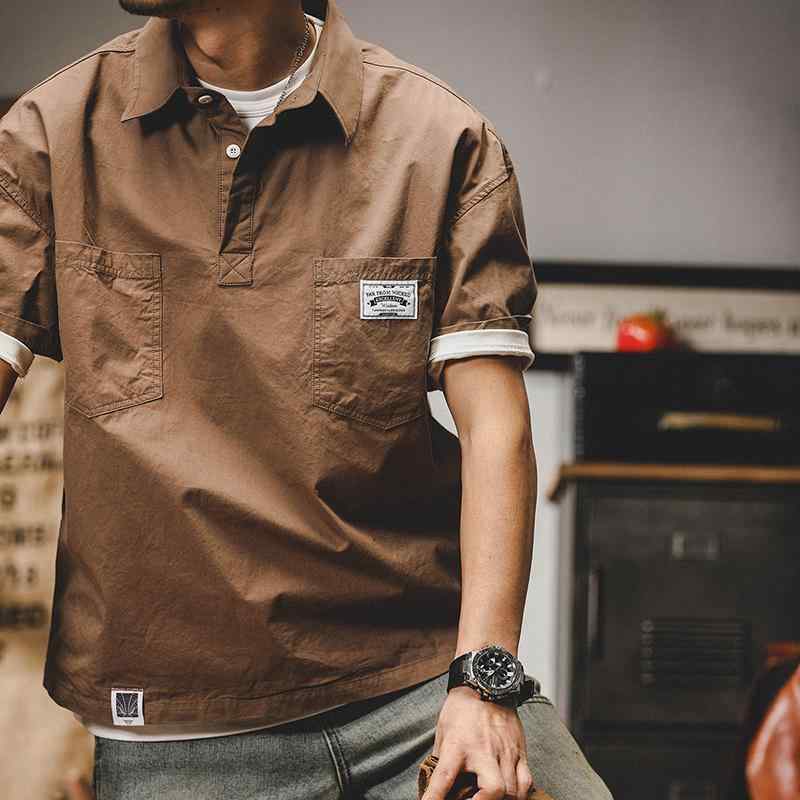 ポロシャツ アメリカン Tシャツ メンズ 半袖 メンズ 夏 男性 冷感 シャツ襟 コットン 薄手 ゆったり ア..