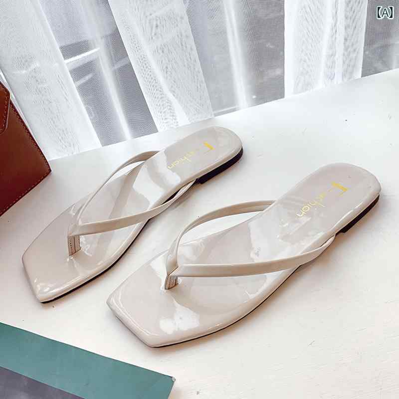 サンダル 夏 女性用 スリッパ スクエアトゥ ビーチ カジュアル フラットボトム ビーチ レディース レジャー