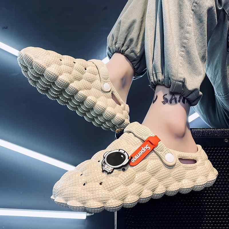 夏 メンズ ココナッツ ワニ シューズ スポーツ ビーチ サンダル もこもこ ピーナッツ スリッパ 個性的 ..