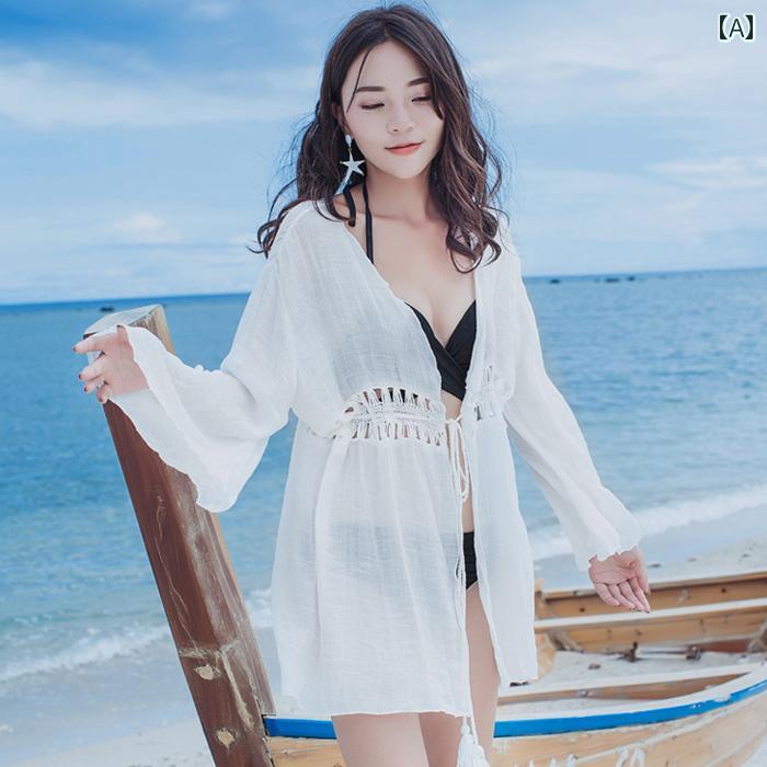 夏 レディース カーディガン セクシー ビキニ ビーチ 休暇 ビキニ 魅惑的 カーディガン ブラウス ゆっ..