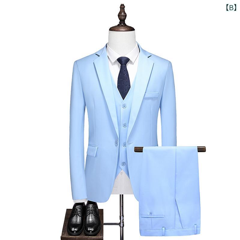 メンズ スーツ 3点セット セットアップ ベスト パンツ ジャケット 結婚式 新郎 スリーピーススーツ パーティー カジュアル カラー