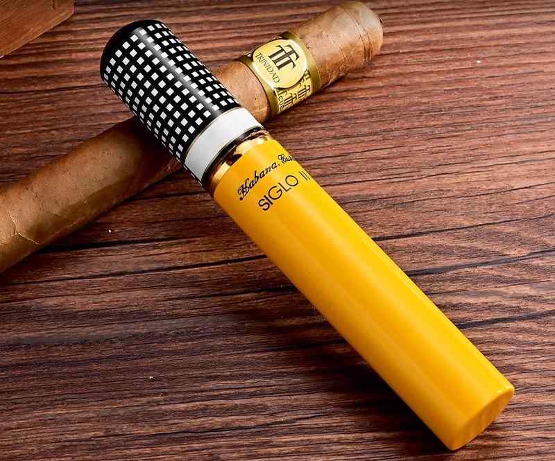 シガーチューブ 葉巻 ケース ボックス ステンレス シングル 保湿 加湿器 湿度計 コンパクト 携帯 レト..