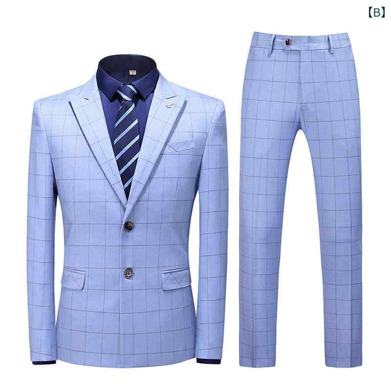 メンズ チェック柄 スリーピーススーツ 大きめサイズ 韓国スタイル スリムスーツ ビジネス カジュアル 男性用 快適 オフィス スタイリッシュ スリムフィット