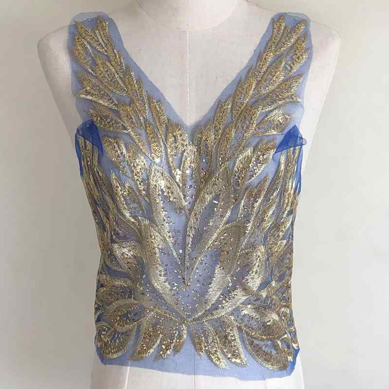 アップリケ 金糸 スパンコール 植物 モチーフ ワッペン 刺繍 布パッチ メッシュ 穴カバー 衣類補修 リメイク ドレスアップ チャイナ風 アクセサリー 縫製必要 手芸 ハンドメイド エレガント