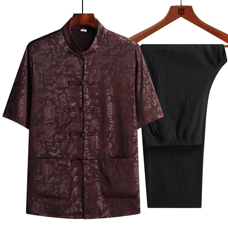 唐装 メンズ 夏 冷感 半袖 セットアップ チャイナ風 シンプル カジュアル おしゃれ シニア 快適 ゆったり