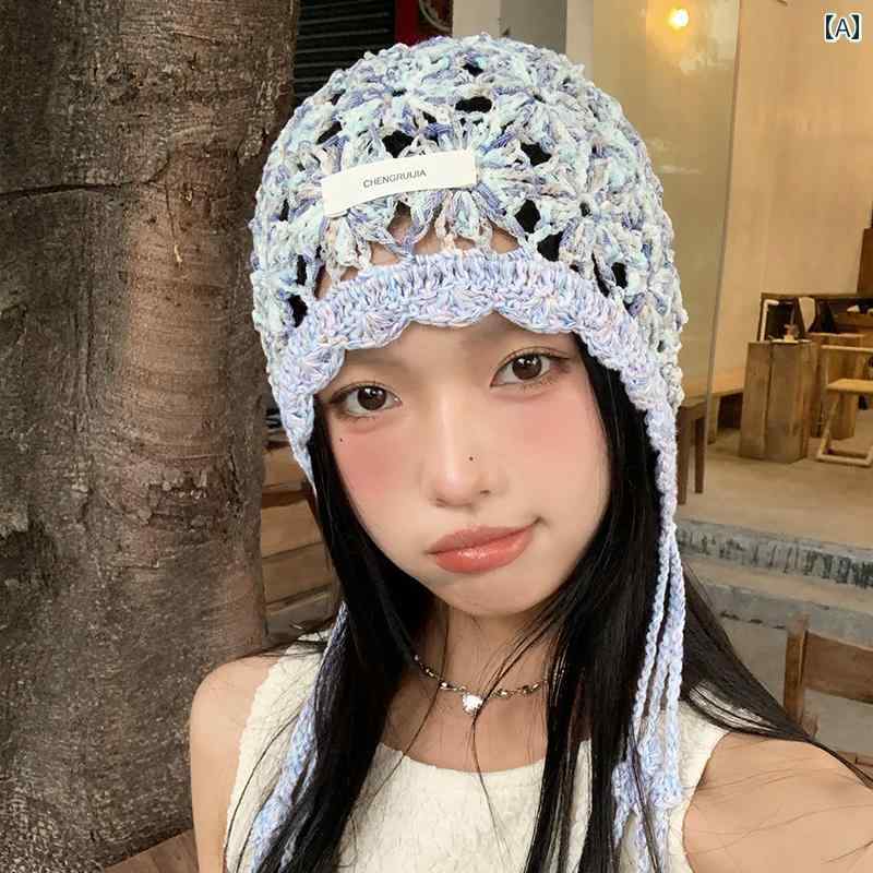 帽子 レディース 春夏 カラフル 編み込み 耳 保護 休日 バイザー 通気性 薄手 かわいい きれいめ