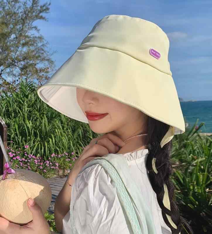 帽子 カジュアル リボン 冷感 サンハット レディース 夏 つば 広 サンシェード 抗 UV 屋外 サイクリング 日よけ