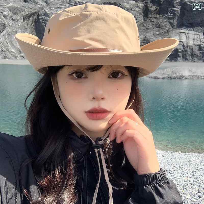 サファリハット アウトドア 帽子 カジュアル ハイキング ハイキング レディース 和風 速乾 防水 つば 広 日よけ 日焼け防止 ウエスタン カウボーイ ハット
