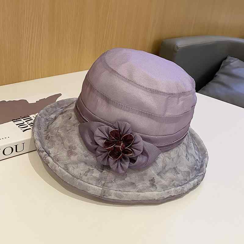 帽子 夏 フラワー エレガント バケットハット 薄手 通気性のある 旅行 お出かけ 万能 日よけ レディース