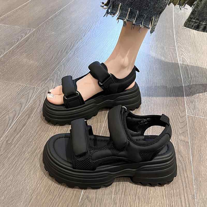 レディース サンダル 夏 プラットフォーム 厚底スポーツサンダル 脚長効果 スタイルアップ カジュアル ..