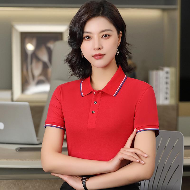 ポロシャツ 業務用 ユニフォーム ハイエンド Tシャツ 半袖 女性用 クラス 制服 グループ 文化 作業着 綿 夏
