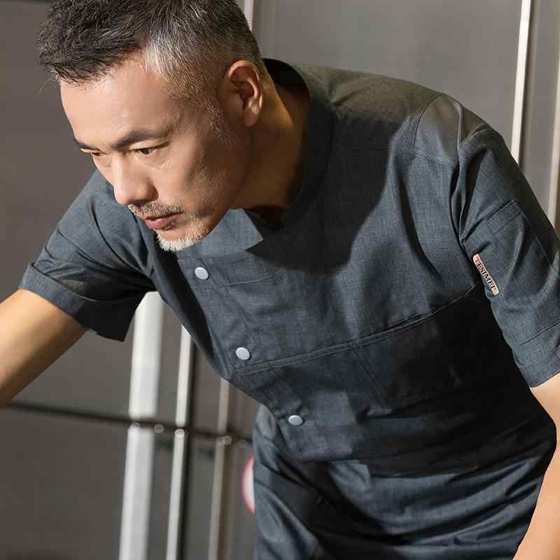 コック服 業務用 ユニフォーム ホテル シェフ 厨房 作業着 夏 半袖 ダイニング ホール レストラン 制服 スーツ 通気性 エプロン セットアップ