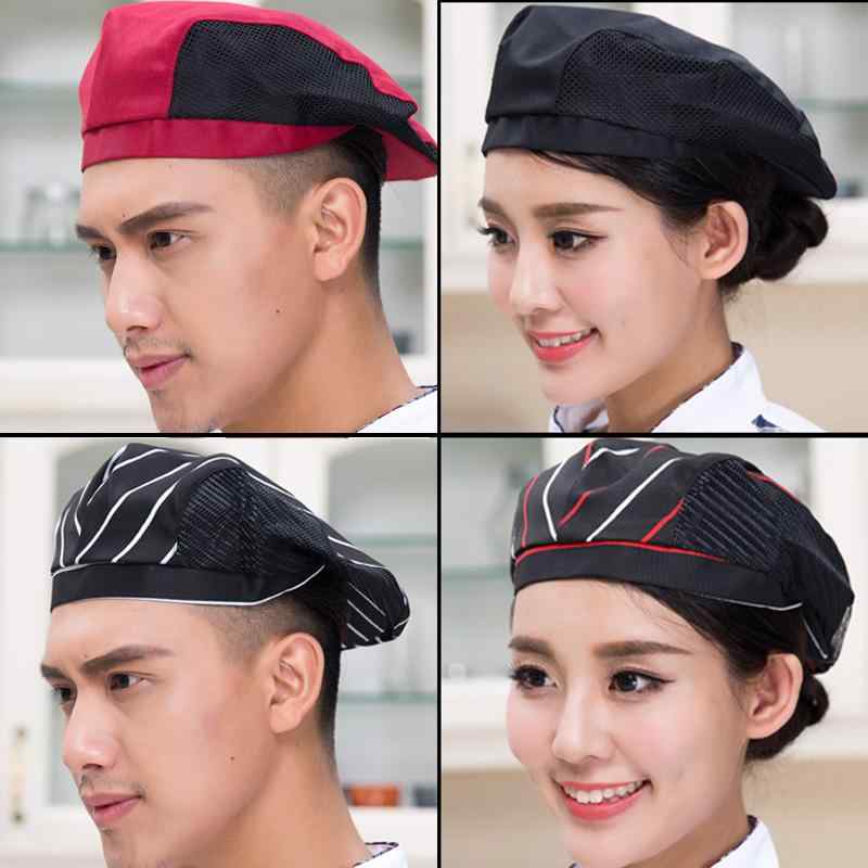 ホテル ウェイター 作業帽子 通気性 メッシュ 帽子 赤 メンズ レディース 前方 ベレー帽 茶 レストラン..