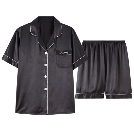 パジャマ ルームウェア ナイトウェア レディース 夏 冷感 半袖 ショーツ 2 点 セット 薄手 黒 ホーム 服 パジャマ ルームウェア ナイトウェア レディース 夏 冷感 半袖 ショーツ 2 点 セット 薄手 黒 ホーム 服