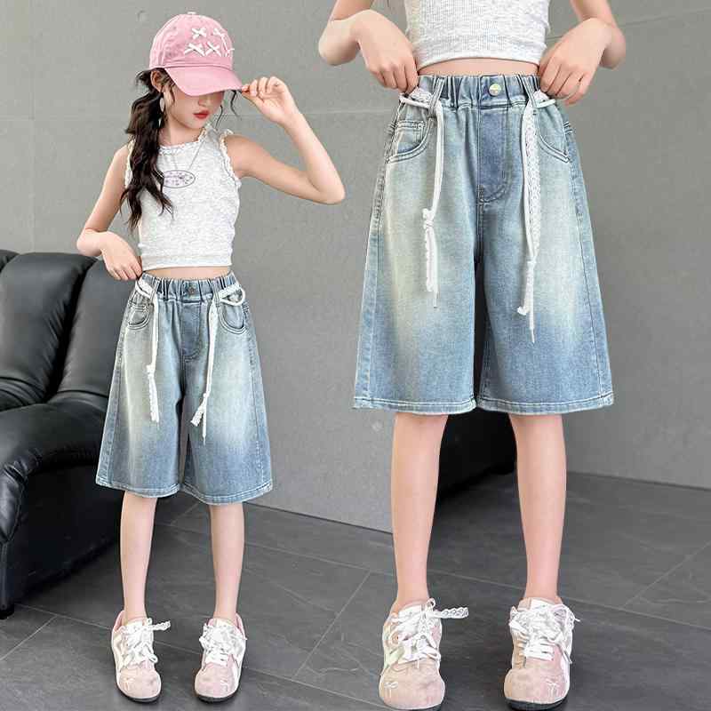 子供服 女の子 夏用 薄手 デニムパンツ 女の子用 アウターウェア ショートパンツ ジーンズ ビッグキッズ ジュニア 暑さ対策 キュート クール デイリーユース ガーリー ガールズ