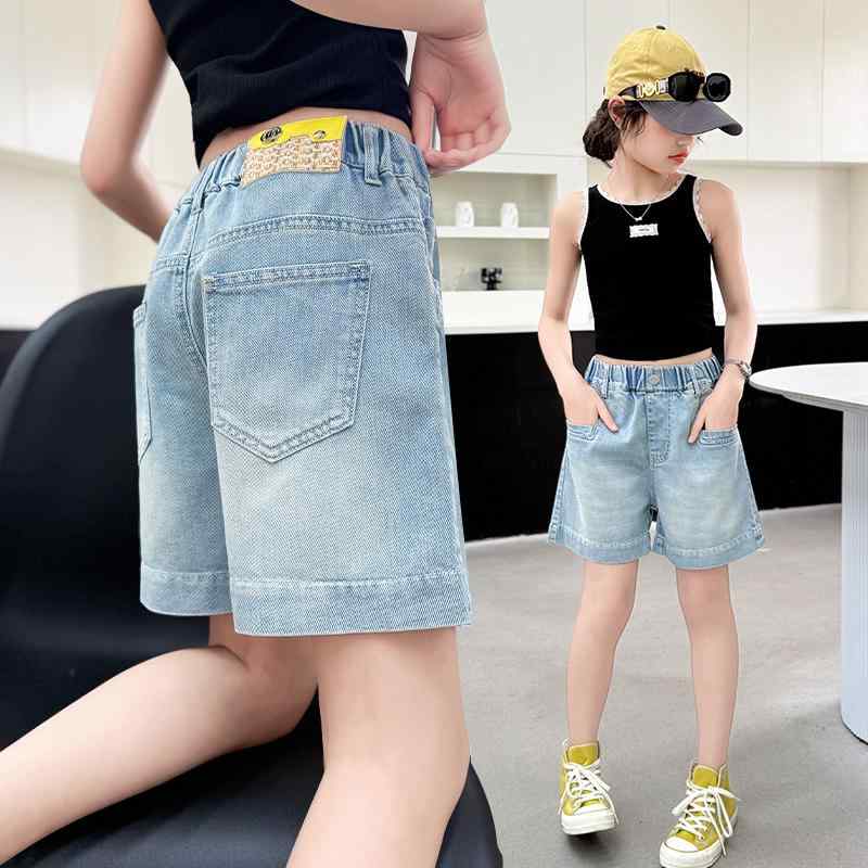 子供服 女の子 デニムパンツ ショートパンツ 夏 薄手 大きい子供 ゆったり 中学生 夏 子供 ジュニア 暑さ対策 キュート クール デイリーユース ガーリー