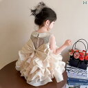 ワンピース 女の子 ドレス プリンセス 立体フリル ティアード ドール襟 背中 ハート型メッシュ シルバー スパンコール ビーズ装飾 ティアード 段々スカート フリフリ シャンパンゴールド 高級感 おしゃれ 優雅